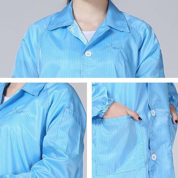 Cleanroom antistatiku unisex ESD laboratorju tal-kisja tal-laboratorju ta 'l-ilbies ta' smock