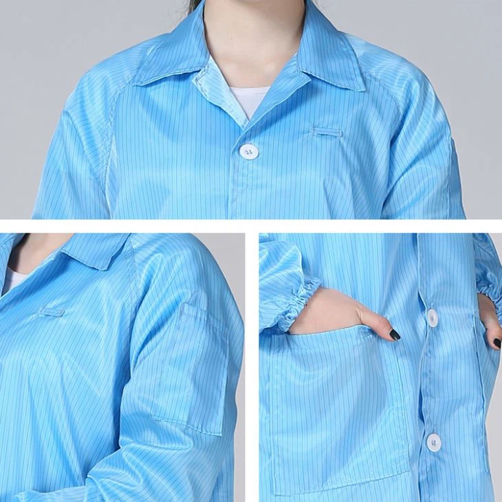 Cleanroom antistatic unisex esd lab coat lab gown smock details Cleanroom antistatic unisex esd lab coat lab gown smock details